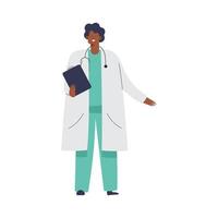 afro doctor with checklist vector