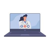 female doctor in laptop vector