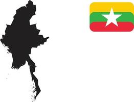 mapa y bandera de myanmar vector