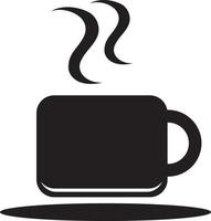 una taza de té o café con vapor y sin vapor. simplemente diseño plano aislado sobre fondo blanco. un gráfico de icono de taza para web, logotipo, aplicación, banner y vector