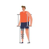 disabled man in crutch vector