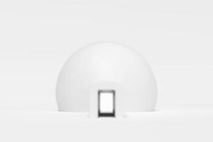 Abstract white house dome shape with entrance on white background. Modern architecture with empty building. Concept building business. Futuristic design concepts.3D rendering photo