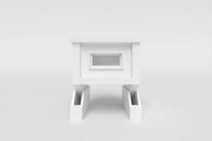 Abstract white house cube shape isolate on white background. Modern architecture with empty building. Concept building business. Futuristic design concepts.3D rendering photo