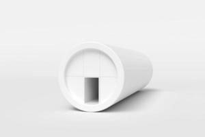 aislado de forma abstracta de cilindro de casa blanca sobre fondo blanco. arquitectura moderna con edificio vacío. negocio de construcción de conceptos. representación 3d foto