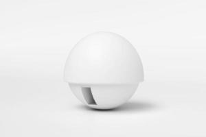 forma de esfera de la casa blanca abstracta aislar sobre fondo blanco. arquitectura moderna con edificio vacío. negocio de construcción de conceptos. conceptos de diseño futurista.representación 3d foto