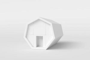 forma de heptágono de la casa blanca abstracta aislar sobre fondo blanco. arquitectura moderna con edificio vacío. negocio de construcción de conceptos. representación 3d foto