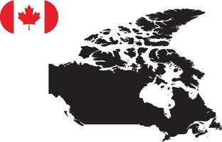 mapa y bandera de canadá vector