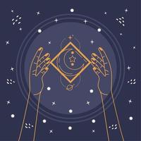hands with astrology symbol vector