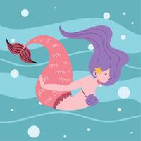 cute mermaid underwater vector