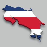 3d isometric Map of Costa Rica with national flag. vector