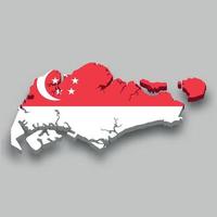 3d isometric Map of Singapore with national flag. vector