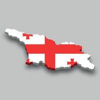 Mapa isométrico 3d de georgia con bandera nacional. vector
