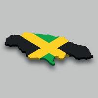 Mapa isométrico 3d de jamaica con bandera nacional. vector