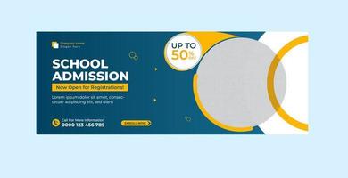 School Admission Cover and Web Banner Template vector