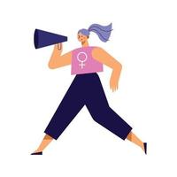 female activist with megaphone vector