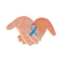 manos levantando la cinta del cáncer de próstata vector