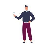 elegant gentleman with cup vector