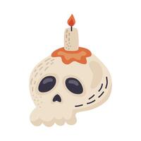 calavera de halloween con vela vector