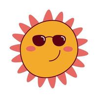 sun with sunglasses vector