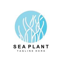 logotipo de algas marinas, diseño de vectores de plantas marinas, comestibles y protección de la naturaleza