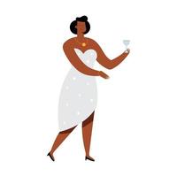 mujer afro elegante con taza vector