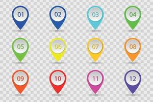 Number Bullet Point Colorful 3d Markers. vector