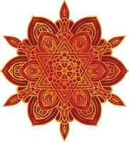 diseño de mandala de oro rojo sobre fondo blanco vector