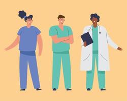 three doctors professionals characters vector