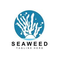 Seaweed Logo Design, Underwater Plant Illustration, Cosmetics And Food Ingredients vector