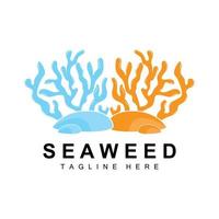 Seaweed Logo Design, Underwater Plant Illustration, Cosmetics And Food Ingredients vector