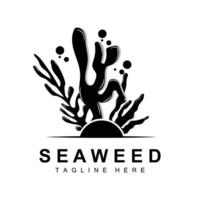 Seaweed Logo Design, Underwater Plant Illustration, Cosmetics And Food Ingredients vector