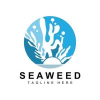 Seaweed Logo Design, Underwater Plant Illustration, Cosmetics And Food Ingredients vector