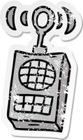 distressed sticker cartoon doodle of a walkie talkie vector