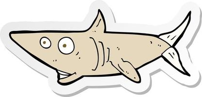 sticker of a cartoon happy shark vector