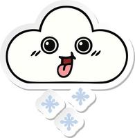 sticker of a cute cartoon snow cloud vector