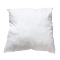 top view of used white pillow isolated photo