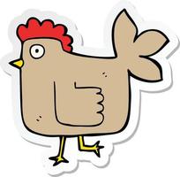 sticker of a cartoon chicken vector