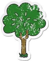 distressed sticker of a cartoon tree vector