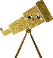 retro illustration style cartoon telescope vector