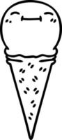 quirky line drawing cartoon happy ice cream vector
