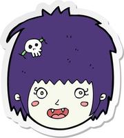 sticker of a cartoon happy vampire girl face vector