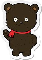 sticker of a cute cartoon black bear vector