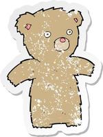 retro distressed sticker of a cartoon teddy bear vector