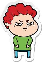 sticker of a cartoon angry man vector