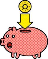 comic book style cartoon piggy bank vector