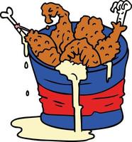 cartoon doodle bucket of fried chicken vector