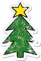 distressed sticker of a cute cartoon christmas tree vector