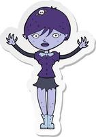 sticker of a cartoon vampire girl vector