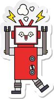 sticker of a cute cartoon robot vector
