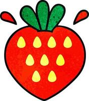 retro grunge texture cartoon strawberry vector